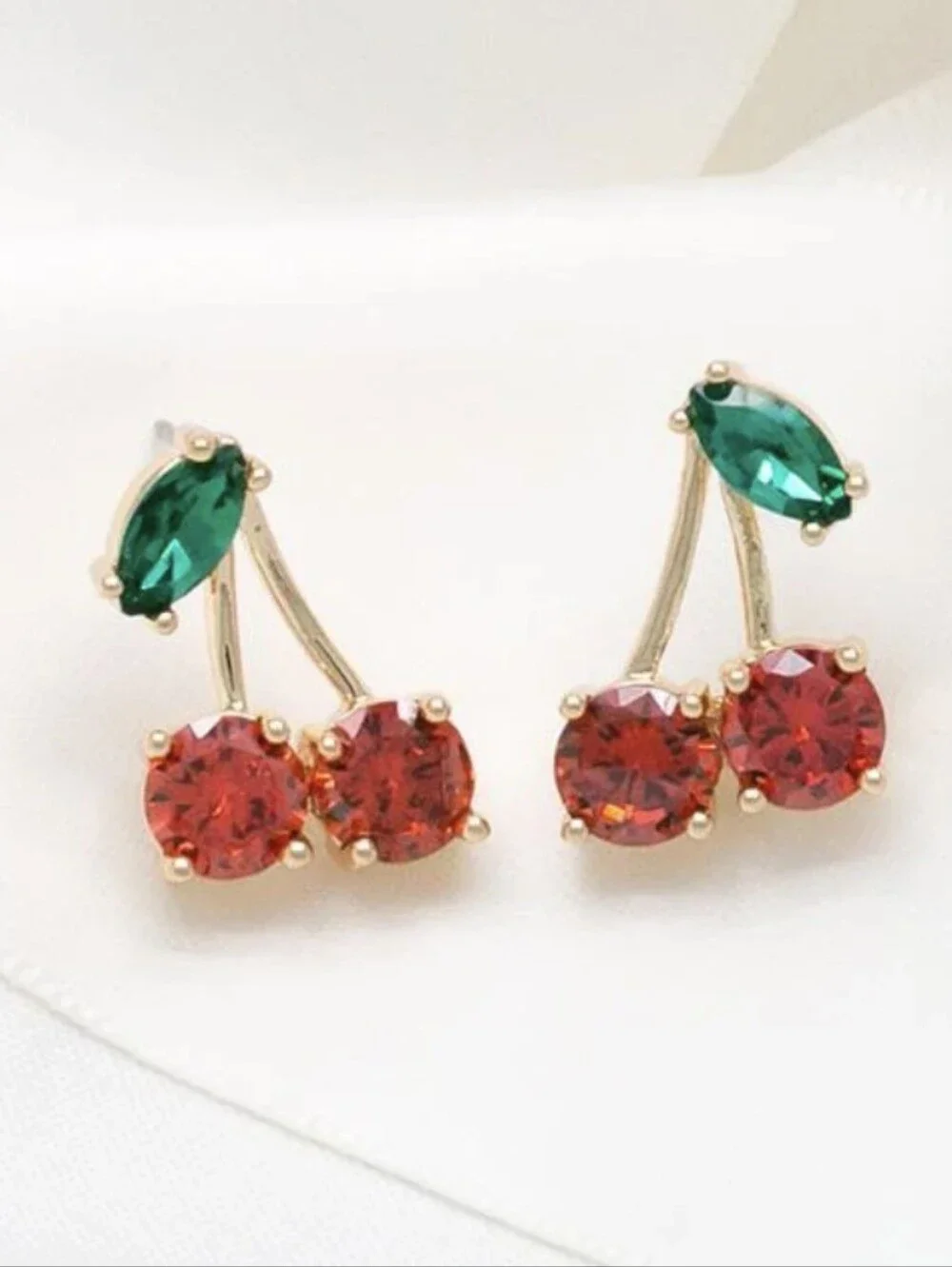 NWT kate spade Ma Cherie 🍒 Crystal Stud Earrings with Red + Green crystals.
